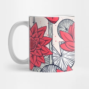 pattern with water lilies - lotus flowers. Mug